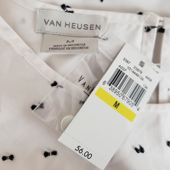 NWT Van Heusen white embroidered bow blouse top Womens Medium - Picture 6 of 6